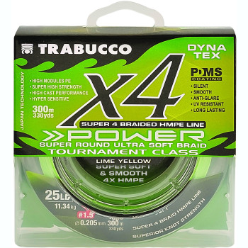Шнур Trabucco X4 Power 150м 0,128мм 5,44кг салатово-желтый (054-31-120)